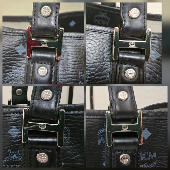 MCM Black Monogram Shoulder Tote Bag AUTHENTIC - Picture 13 of 16